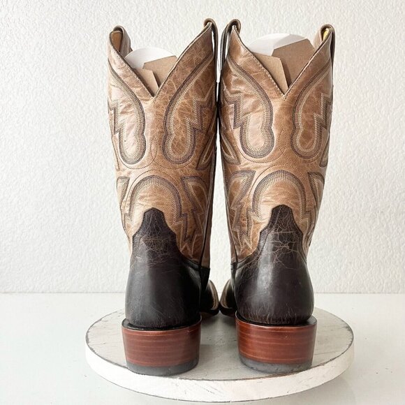Rod Patrick Mens Cowboy Boots 10.5AA Antique Mocha Bison Brown Leather Western - Picture 3 of 12